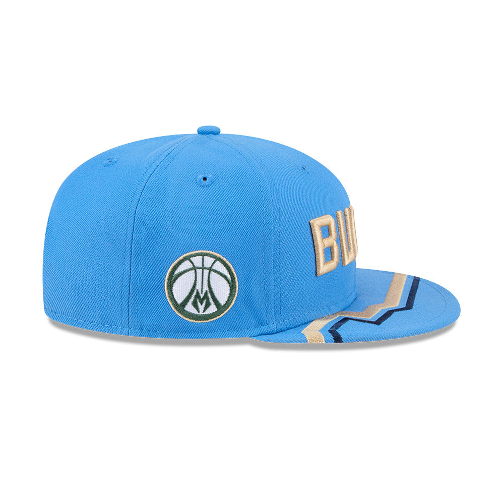 Milwaukee Bucks Hat - NBA 2024-2025 City Edition Blue 9Fifty Snapback Cap - New Era